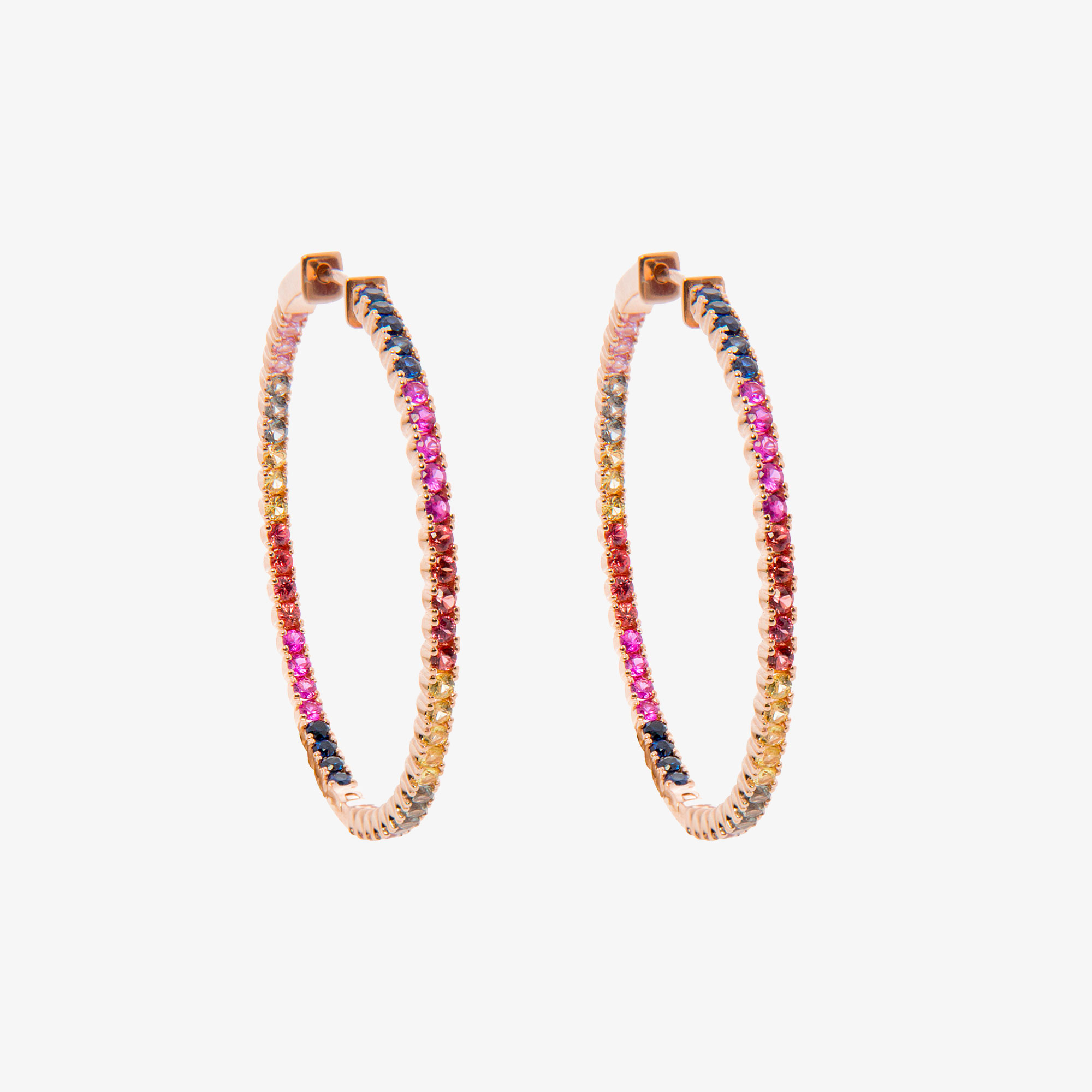 Hoop Earrings With Rainbow Sapphires Venetia Vildiridis E Shop