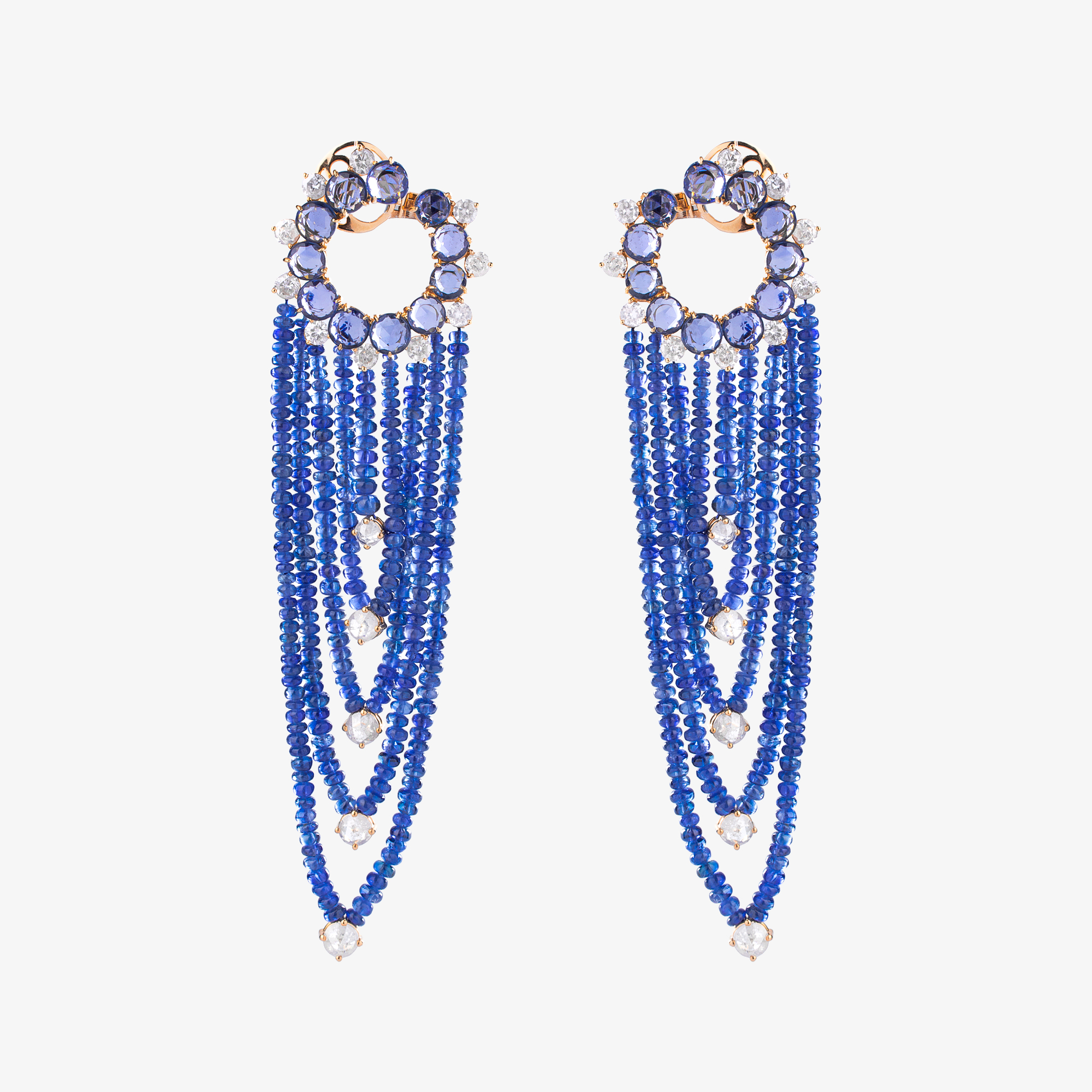 Outstanding Long Sapphire And Diamond Earrings Venetia Vildiridis E Shop