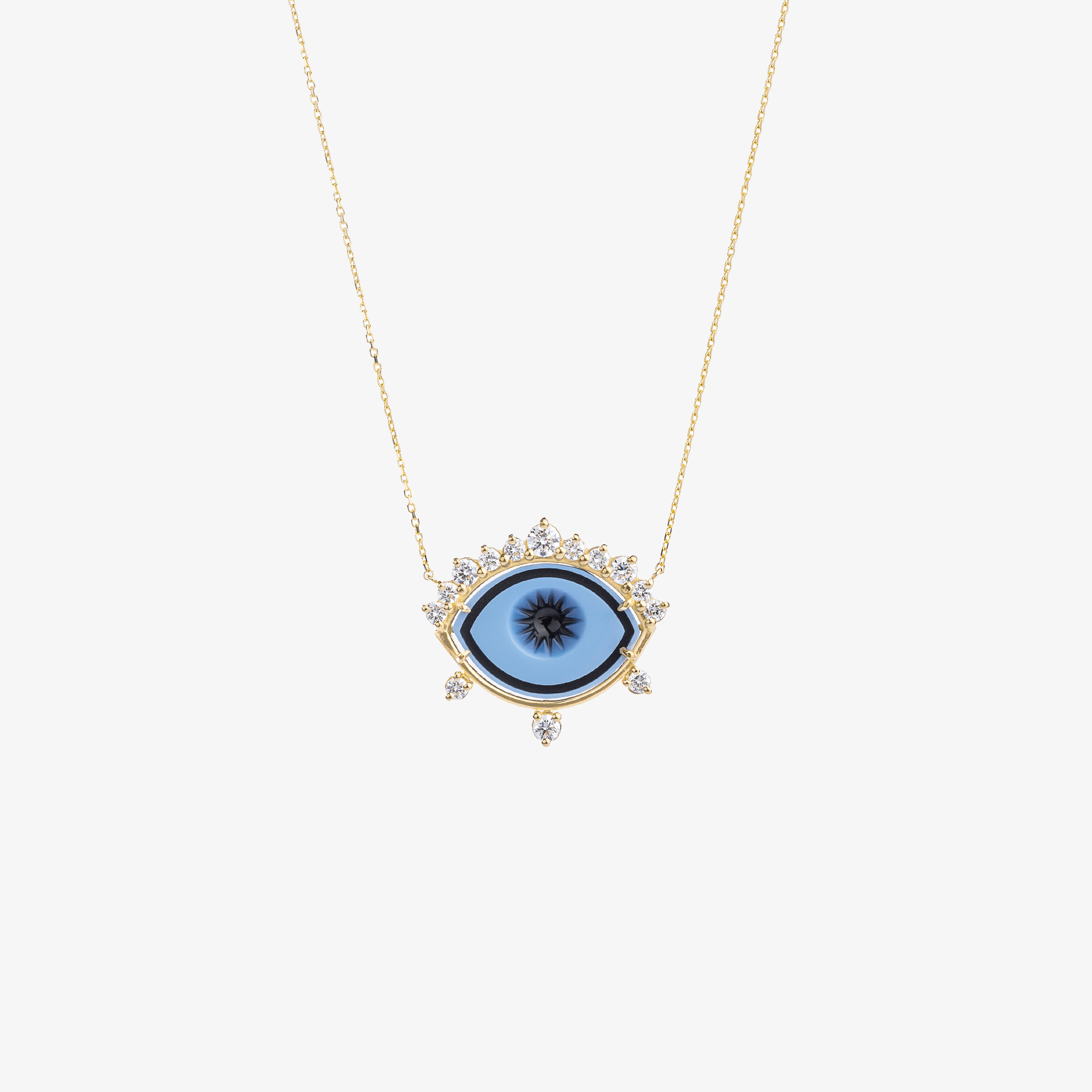 Gold evil eye pendant with diamonds and turquoise | Venetia Vildiridis ...