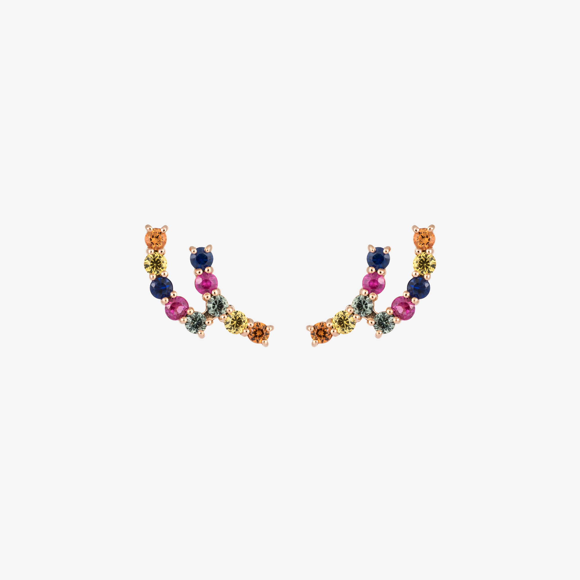Double Line Rainbow Earrings With Sapphires Venetia Vildiridis E Shop