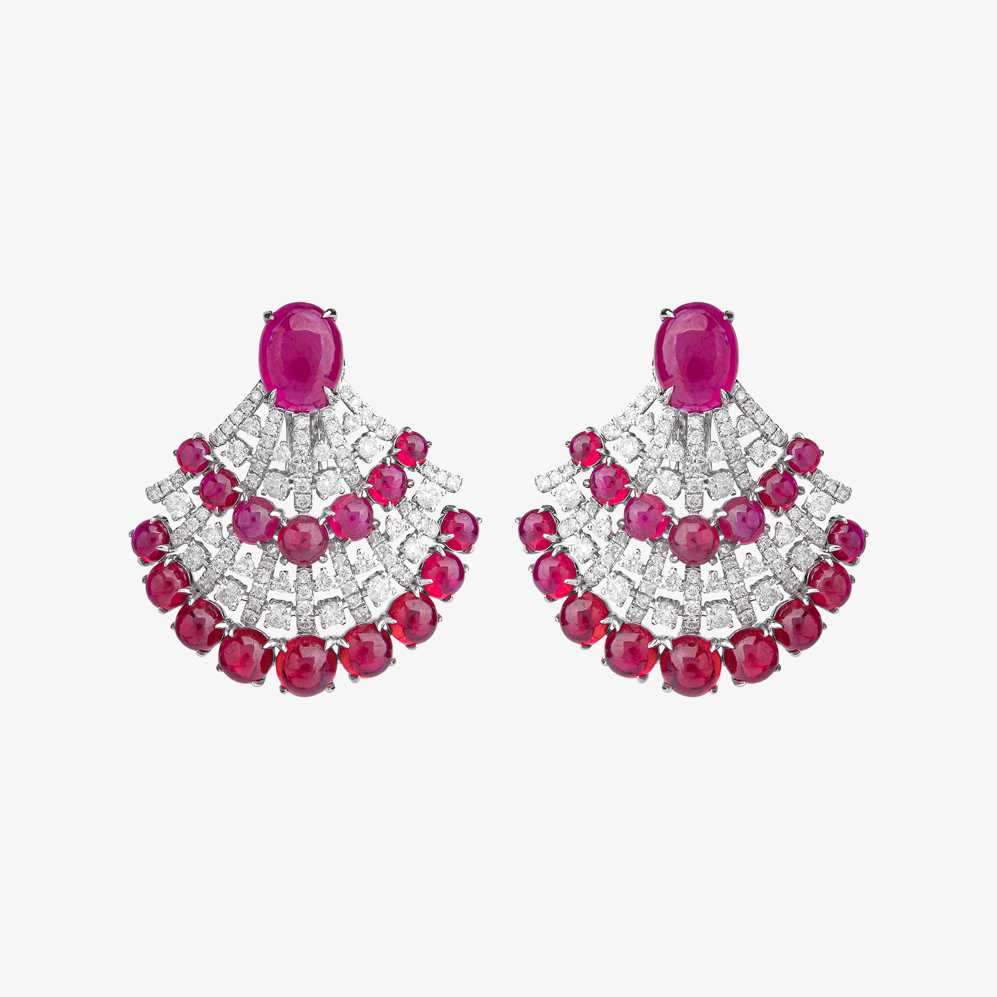 Elegant Ruby Fan Earrings Venetia Vildiridis E Shop