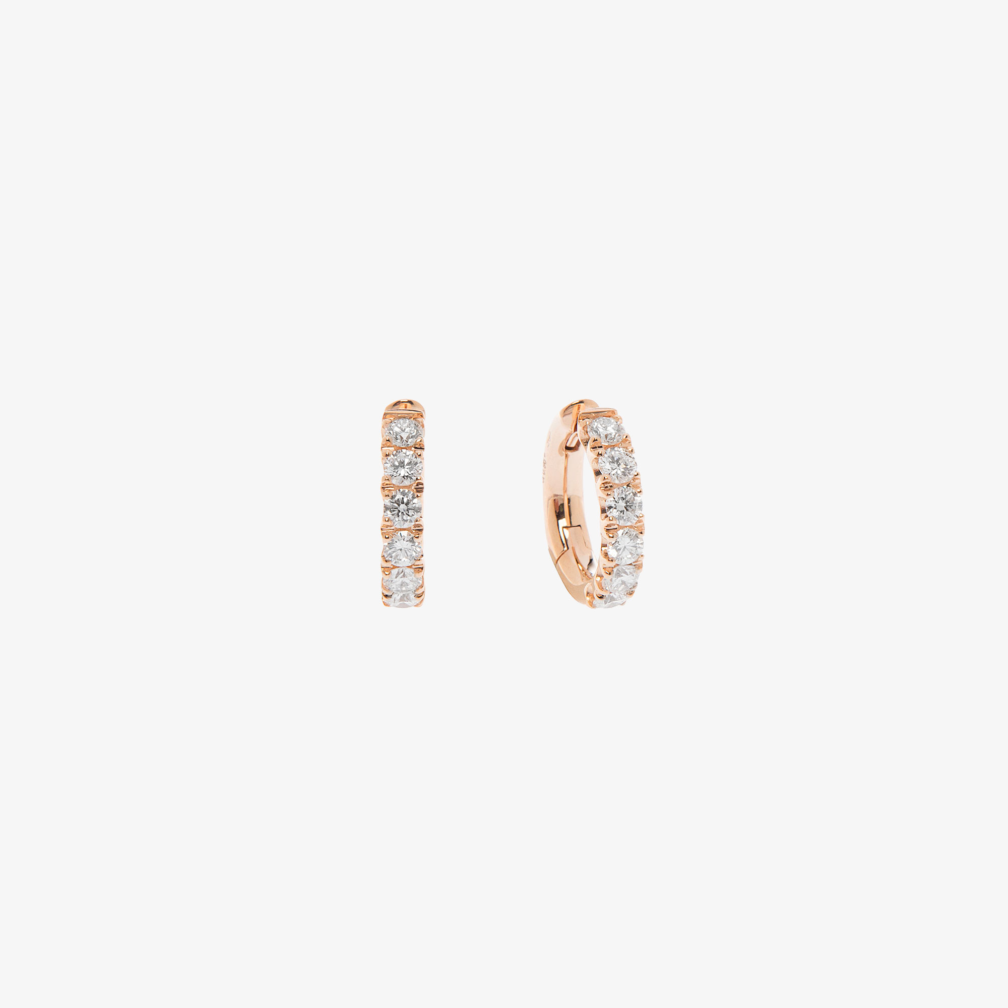 medium size pink gold hoops with diamonds Vildiridis