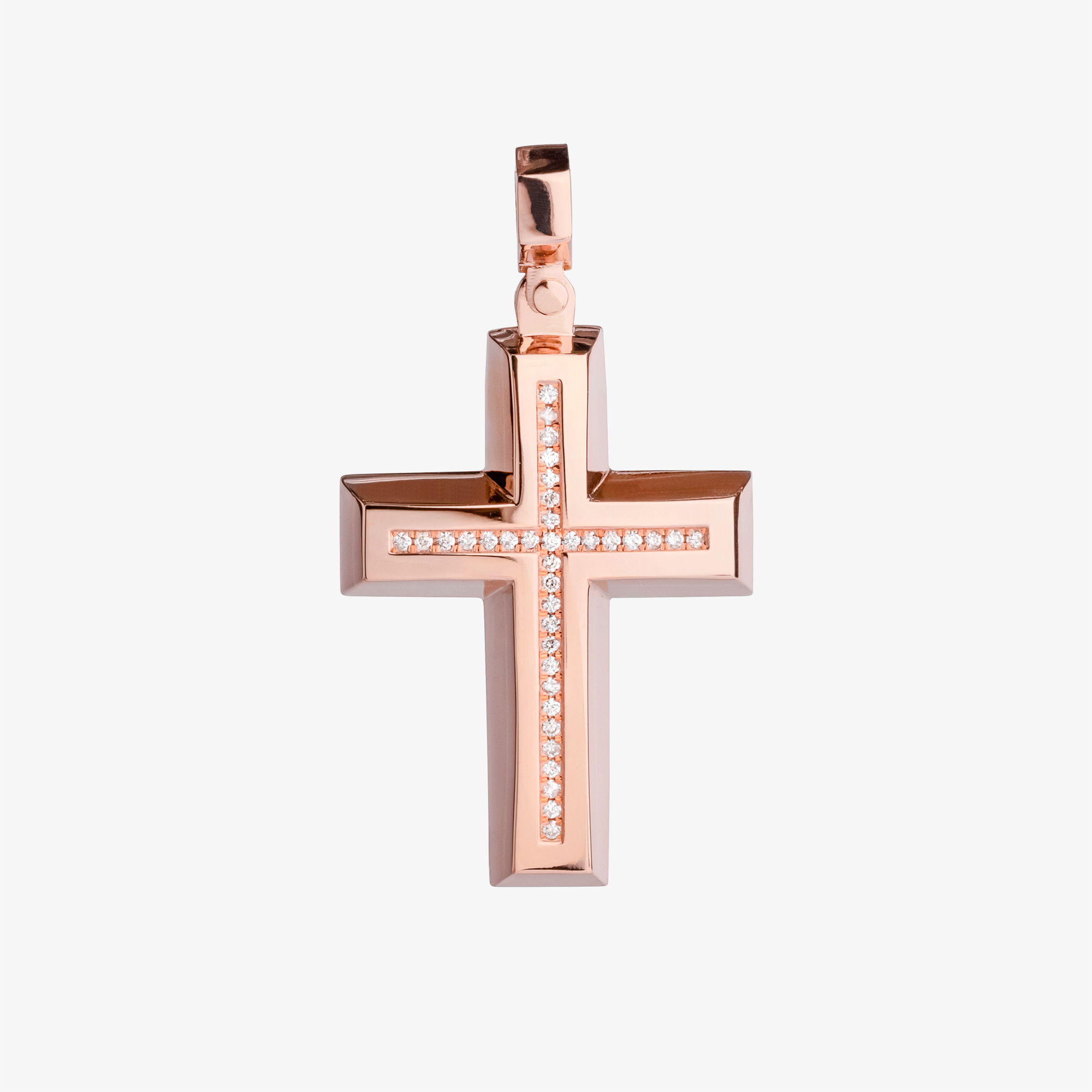 Pink gold cross with diamonds Vildiridis