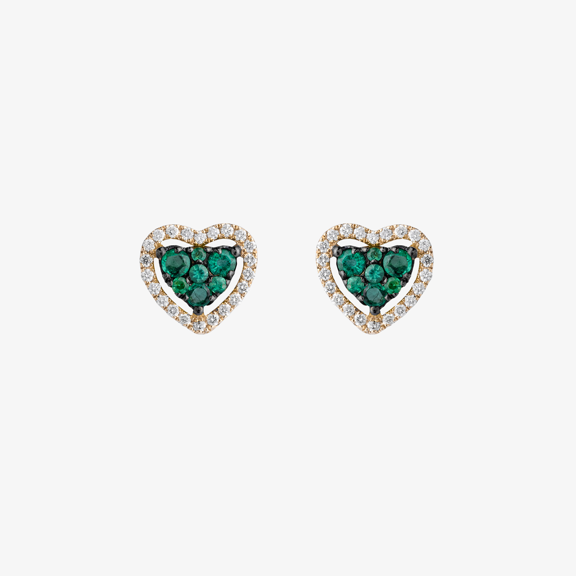 Yellow Gold Emerald Heart Earrings Venetia Vildiridis E Shop