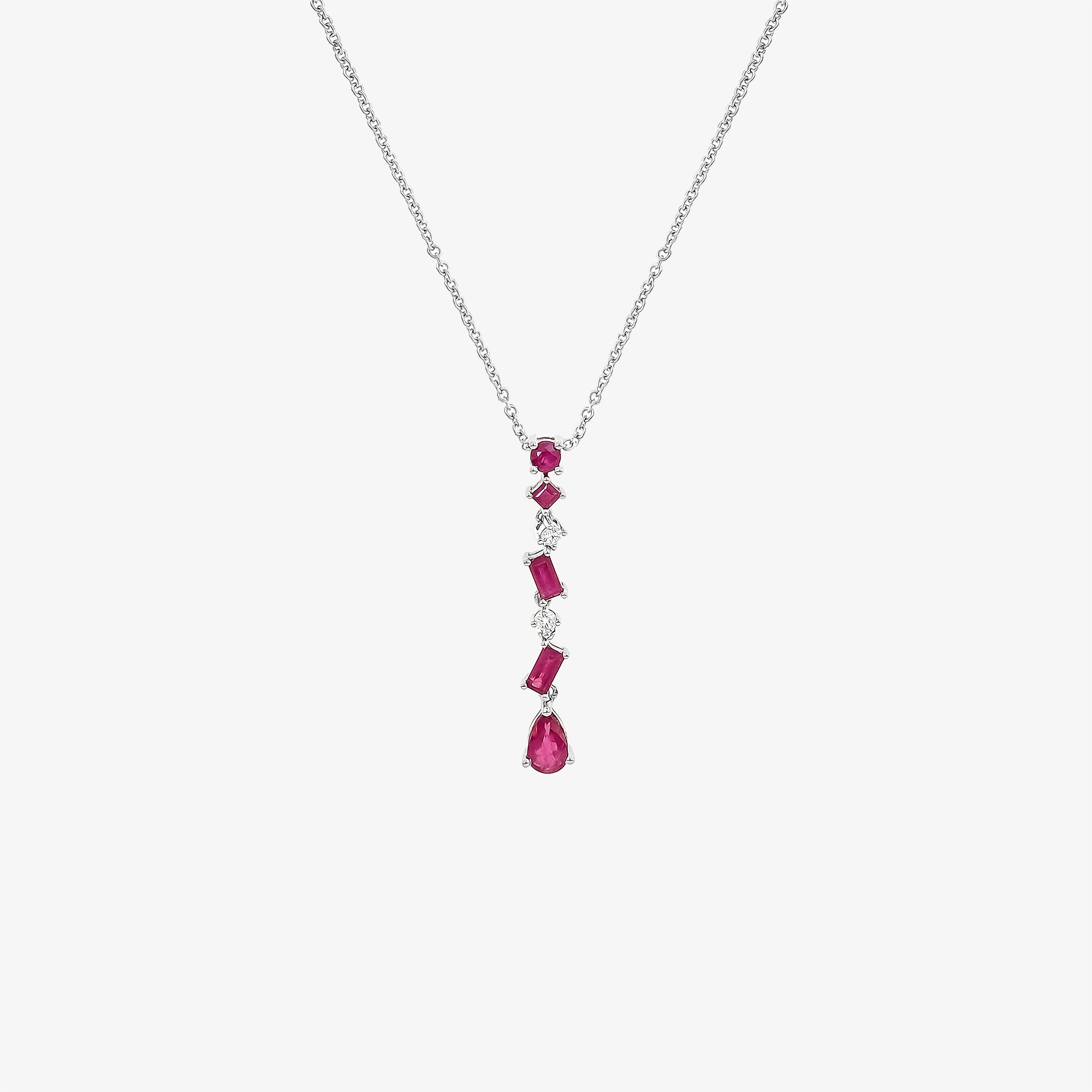 White gold long ruby pendant with diamonds Vildiridis