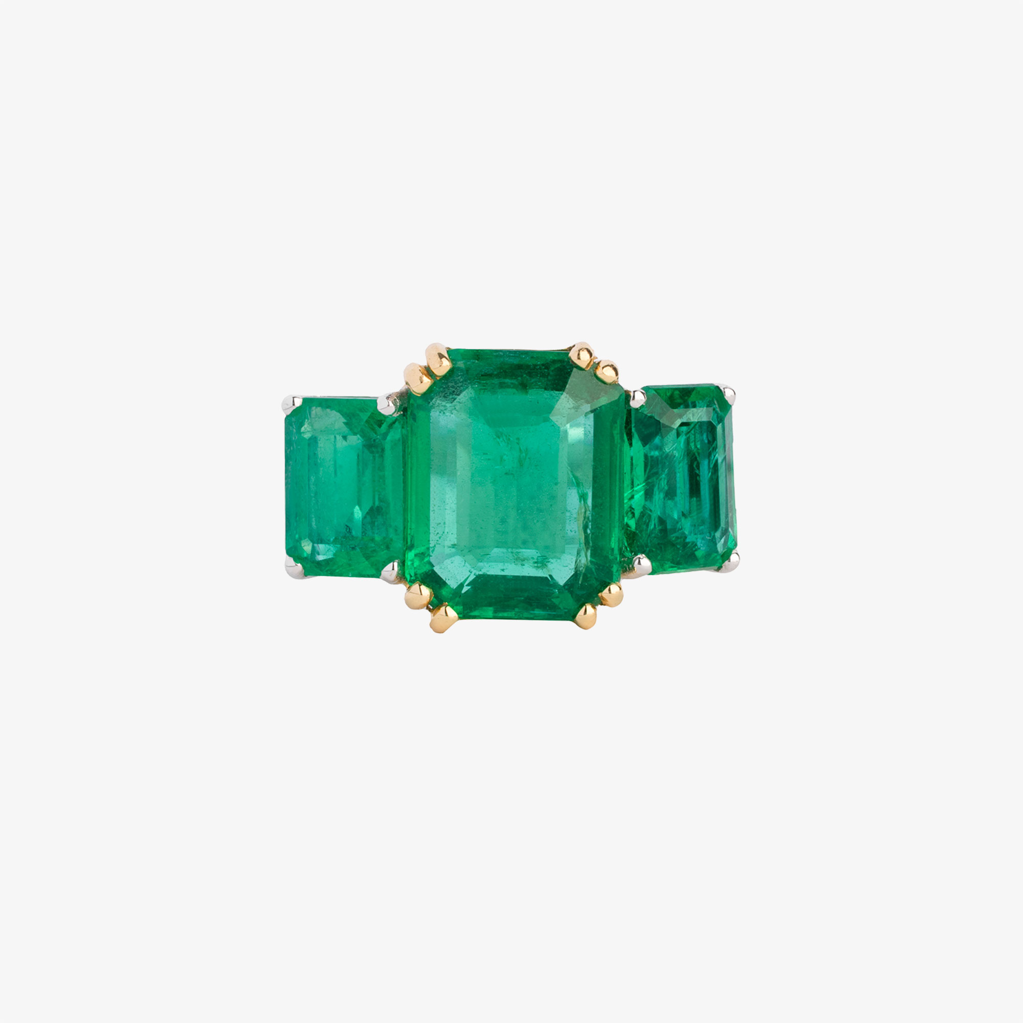 Emerald Rrr White gold triple emerald ring | Venetia Vildiridis E-Shop