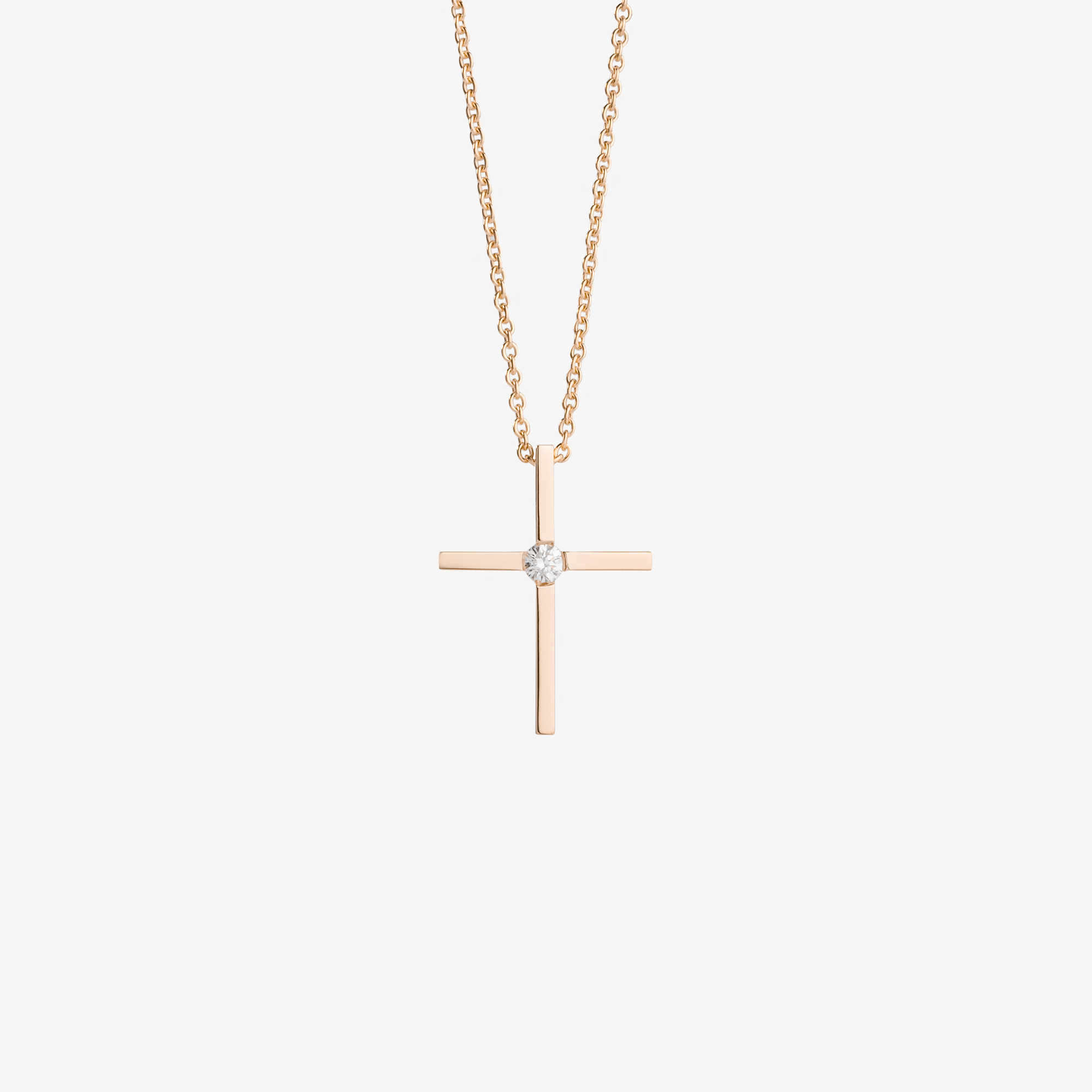 Pink gold cross with a diamond Vildiridis