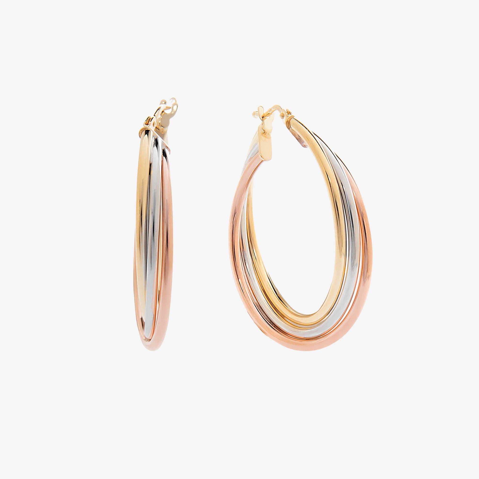 Modern Round Triple Gold Hoops Venetia Vildiridis E Shop