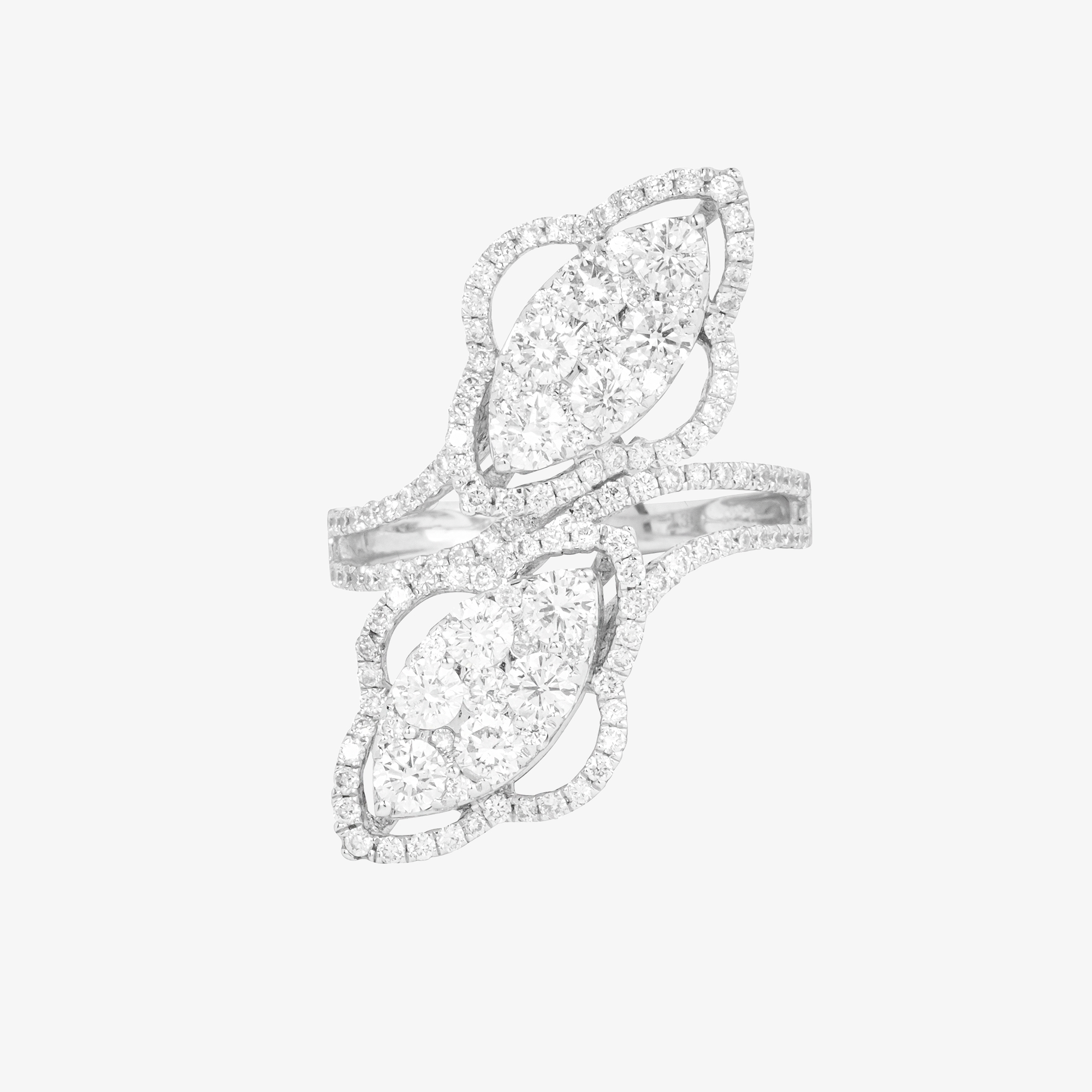 Modern double diamond flower ring Vildiridis