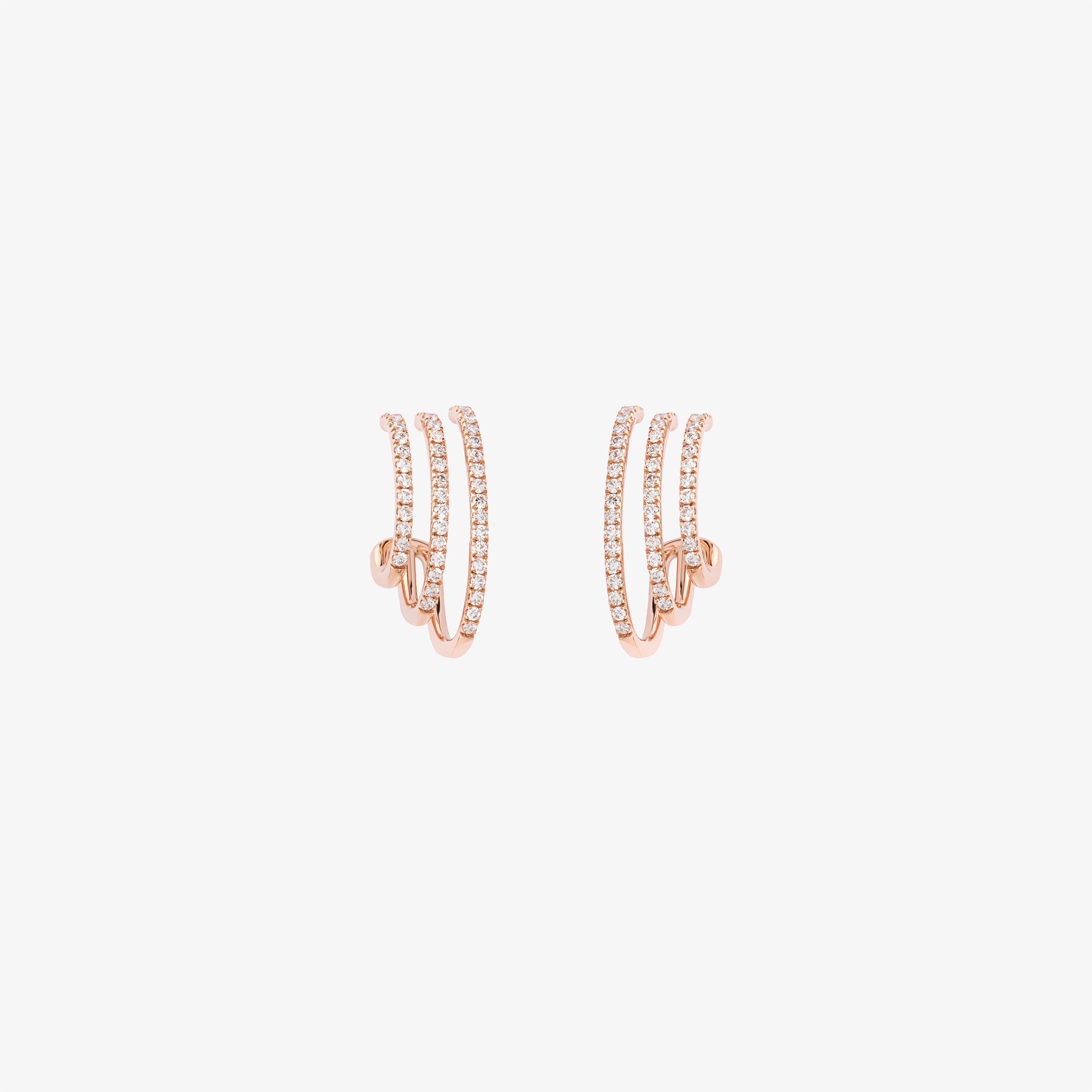 Thin Triple Line Earrings With Diamonds Venetia Vildiridis E Shop