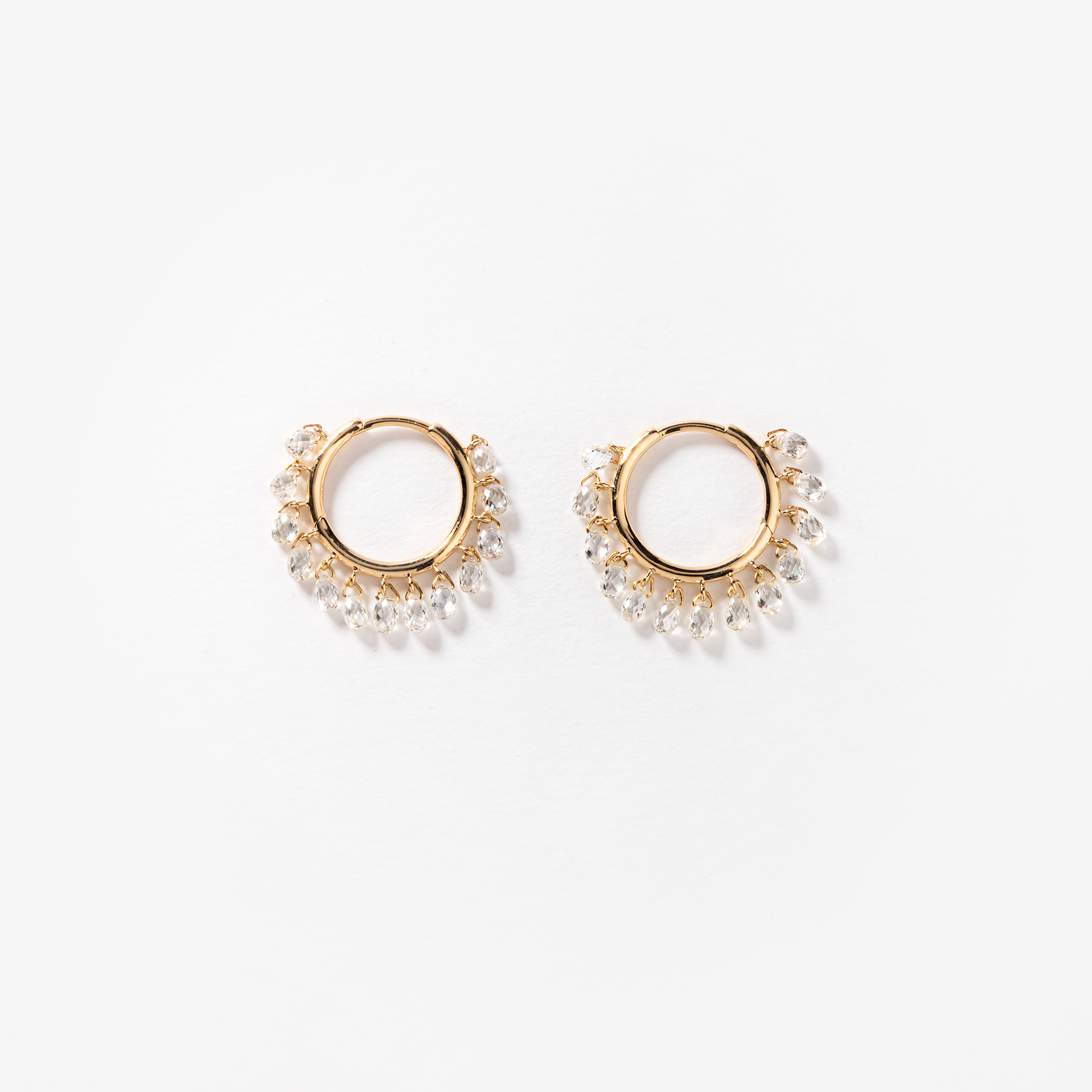 Fine Gold Hoops With Briolette Diamonds Venetia Vildiridis E Shop